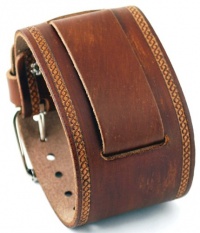 Nemesis #IN-BS Wide Brown Leather Cuff Wrist Watch Band Nemesis #IN-BS Wide Brown Leather Cuff Wrist Watch Band