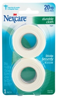 Nexcare Durable Cloth Carded 1-Inch Wide First Aid Tape, 10-Yard Roll, 2-Count  Package