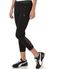 These athletic pants by Puma are a must-have for your gym wardrobe. Mesh insets and zippers at the leg are sporty details you'll love! (Clearance) These athletic pants by Puma are a must-have for your gym wardrobe. Mesh insets and zippers at the leg are sporty details you'll love! (Clearance)