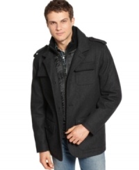 Heat up your cool-weather style with this attractive wool-blend coat from Buffalo David Bitton. Heat up your cool-weather style with this attractive wool-blend coat from Buffalo David Bitton.