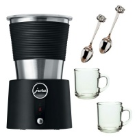 Jura Automatic Milk Frother with 2 pcs Glass Coffee mug & 2 pcs 4.5 inches spoon Jura Automatic Milk Frother with 2 pcs Glass Coffee mug & 2 pcs 4.5 inches spoon