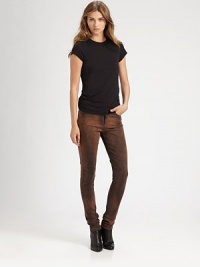 Striking and sleek, these jeans feature a two-tone design and timeless denim details. THE FITRise, about 10Inseam, about 34THE DETAILSButton closureZip flyFour-pocket style98% cotton/2% elastaneMachine washMade in USA of imported fabric Model shown is 5'10 (177cm) wearing US size 4. Striking and sleek, these jeans feature a two-tone design and timeless denim details. THE FITRise, about 10Inseam, about 34THE DETAILSButton closureZip flyFour-pocket style98% cotton/2% elastaneMachine washMade in USA of imported fabric Model shown is 5'10 (177cm) wearing US size 4.