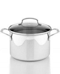 Stay in & dish out delicious meals. From soups to stews to stocks, this professional, dishwasher-safe pot takes on a range of recipes and delivers a whole new kind of versatility to your space. Crafted from durable stainless steel with cool-grip handles, this stockpot features a glass cover for easy monitoring and flavor- and moisture-rich results. Lifetime warranty. Stay in & dish out delicious meals. From soups to stews to stocks, this professional, dishwasher-safe pot takes on a range of recipes and delivers a whole new kind of versatility to your space. Crafted from durable stainless steel with cool-grip handles, this stockpot features a glass cover for easy monitoring and flavor- and moisture-rich results. Lifetime warranty.