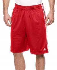Let's play ball! You'll be ready to step out on the court in comfort in these mesh athletic shorts from adidas. Let's play ball! You'll be ready to step out on the court in comfort in these mesh athletic shorts from adidas.