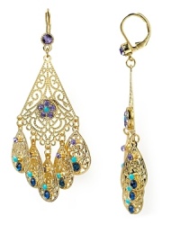 Get golden girl. This pair of shapely tiered filigree earrings from Aqua are sure to grab attention the moment you walk into the room. Get golden girl. This pair of shapely tiered filigree earrings from Aqua are sure to grab attention the moment you walk into the room.