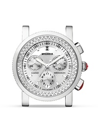 Take your time with this Michele watch, which flaunts a sporty look, diamond accents, and a glint mirrored dial. A series of interchangeable bands allows you to make this piece personal. Take your time with this Michele watch, which flaunts a sporty look, diamond accents, and a glint mirrored dial. A series of interchangeable bands allows you to make this piece personal.
