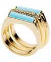 Michael Kors Rings, Stone and Turquoise Set of 3 Stacked Rings, Size 7