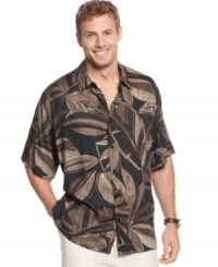 Your own bit of paradise. Channel island style and stay cool and relaxed in this short-sleeved shirt from Cubavera. Your own bit of paradise. Channel island style and stay cool and relaxed in this short-sleeved shirt from Cubavera.