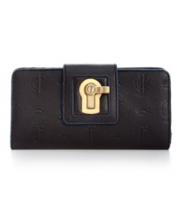 Before you jet off to destinations fabulous and far away, bring along this posh Juicy Couture wallet that will keep you effortlessly organized. Crafted from supple signature-embossed leather with a charming turn lock closure, it boasts plenty of interior compartments for cash, coins, cards and whatever little treasures you find along the way. Before you jet off to destinations fabulous and far away, bring along this posh Juicy Couture wallet that will keep you effortlessly organized. Crafted from supple signature-embossed leather with a charming turn lock closure, it boasts plenty of interior compartments for cash, coins, cards and whatever little treasures you find along the way.