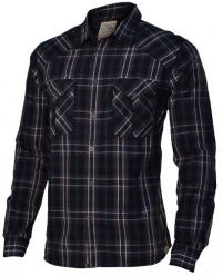 True Religion Brand Jeans Men's Pleated Pocket Western Plaid Shirt-Black True Religion Brand Jeans Men's Pleated Pocket Western Plaid Shirt-Black