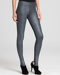 A metallic silver sheen adds instant glamour to theses AIKO leggings for evening style with downtown attitude.