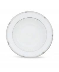 An art deco inspired design, platinum trim and metallic dots lend the Westerly Platinum soup bowl sophisticated polish. This versatile collection perfectly coordinates with a variety of stemware and table linens. An art deco inspired design, platinum trim and metallic dots lend the Westerly Platinum soup bowl sophisticated polish. This versatile collection perfectly coordinates with a variety of stemware and table linens.