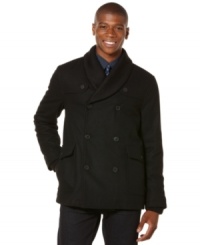 This classy Perry Ellis coat will stay in style season after season. This classy Perry Ellis coat will stay in style season after season.