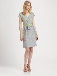 A hint of neon cool elevates this shapely silk shift styled with a flirty peplum and vibrant skinny belt.V necklineCap sleevesSet-in waistPleated peplumA-line skirtCenter back zipperAbout 23 from natural waistSilkDry cleanMade in USA of imported fabricModel shown is 5'10 (177cm) wearing US size 4. A hint of neon cool elevates this shapely silk shift styled with a flirty peplum and vibrant skinny belt.V necklineCap sleevesSet-in waistPleated peplumA-line skirtCenter back zipperAbout 23 from natural waistSilkDry cleanMade in USA of imported fabricModel shown is 5'10 (177cm) wearing US size 4.