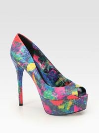 Drawing inspiration from watercolor paintings, this elevated peep toe pump in snake-print leather goes to new fashion depths. Self-covered heel, 5¼ (130mm)Covered platform, 1¾ (45mm)Compares to a 3½ heel (90mm)Snake-print leather upperPeep toeLeather lining and solePadded insoleImported Drawing inspiration from watercolor paintings, this elevated peep toe pump in snake-print leather goes to new fashion depths. Self-covered heel, 5¼ (130mm)Covered platform, 1¾ (45mm)Compares to a 3½ heel (90mm)Snake-print leather upperPeep toeLeather lining and solePadded insoleImported