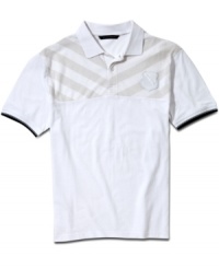 Kick your casual wardrobe up a notch with the fresh striped style of this Sean John polo shirt. Kick your casual wardrobe up a notch with the fresh striped style of this Sean John polo shirt.