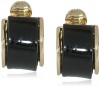 Anne Klein Preston Black Gold-Tone Black Mini Hoop Earrings