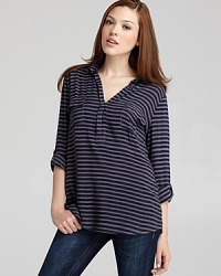Precise stripes bring preppy polish to this Splendid top--destined to be a wardrobe classic. Precise stripes bring preppy polish to this Splendid top--destined to be a wardrobe classic.