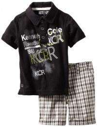 Kenneth Cole Baby-boys Infant Polo Shirt with Plaided Shorts, Black, 24 Months Kenneth Cole Baby-boys Infant Polo Shirt with Plaided Shorts, Black, 24 Months