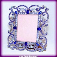 Ornate Scrolls, Celtic Large Blue Swarovski Crystals French Picture Frame for... Ornate Scrolls, Celtic Large Blue Swarovski Crystals French Picture Frame for...