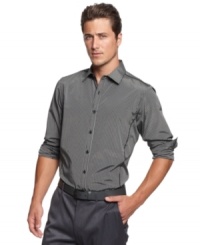This tapered shirt from INC International Concepts highlights your form for a look that's just the right fit for your modern style. This tapered shirt from INC International Concepts highlights your form for a look that's just the right fit for your modern style.