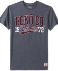 You're in good company wearing this vintage-inspired graphic t-shirt from Ecko Unltd. You're in good company wearing this vintage-inspired graphic t-shirt from Ecko Unltd.