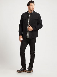 Inspired by classic trousers, these tapered-leg jeans feature front slash pockets and deep back pockets.Button closureZip flyBelt loopsSlash front pocketsDeep back pocketsInseam, about 31Rise, about 975% cotton/25% elastaneMachine washMade in USA Inspired by classic trousers, these tapered-leg jeans feature front slash pockets and deep back pockets.Button closureZip flyBelt loopsSlash front pocketsDeep back pocketsInseam, about 31Rise, about 975% cotton/25% elastaneMachine washMade in USA