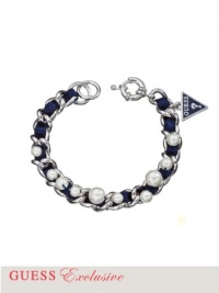 GUESS Women's Glass Pearl Bracelet, SILVER GUESS Women's Glass Pearl Bracelet, SILVER