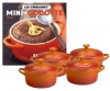 Le Creuset Mini Cocottes with Cookbook, Flame, Set of 4