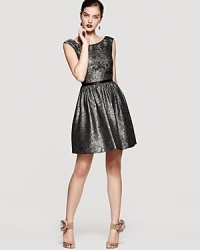 Floral jacquard is rendered in a metallic finish for festive holiday style. From Aqua. Floral jacquard is rendered in a metallic finish for festive holiday style. From Aqua.