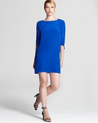 The picture of chic, this silk Tibi shift dress features ladylike elbow sleeves and a back keyhole opening for just a peek of skin. The picture of chic, this silk Tibi shift dress features ladylike elbow sleeves and a back keyhole opening for just a peek of skin.