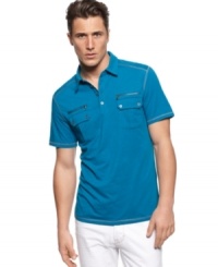 Read between the lines. Subtle style comes in the form of this updated polo shirt from INC International Concepts. Read between the lines. Subtle style comes in the form of this updated polo shirt from INC International Concepts.
