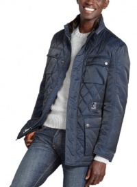 Hawke & Co Navy Blue Laurent Diamond-Quilted Jacket S Small Faux Fur Trim Hawke & Co Navy Blue Laurent Diamond-Quilted Jacket S Small Faux Fur Trim