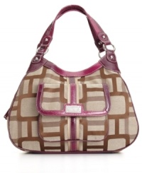 An eye-catching print combines with an unexpected pop of color on this Nine West bag. With plenty of pockets on both interior and exterior, staying organized and on-trend has never been easier. An eye-catching print combines with an unexpected pop of color on this Nine West bag. With plenty of pockets on both interior and exterior, staying organized and on-trend has never been easier.