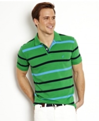 Whether you're in the office or out on the town, keep your style classic with this striped polo shirt from Nautica. Whether you're in the office or out on the town, keep your style classic with this striped polo shirt from Nautica.