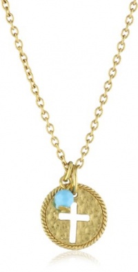 The Vatican Library Collection Turquoise Bead Round Cross Necklace, 18 The Vatican Library Collection Turquoise Bead Round Cross Necklace, 18