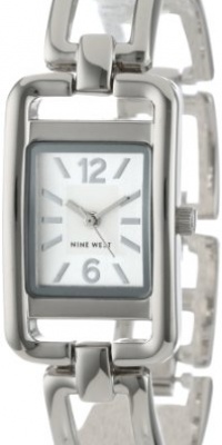 Nine West Women's NW1039SVSB Silver-Tone Rectangular Open-Link Bracelet Watch Nine West Women's NW1039SVSB Silver-Tone Rectangular Open-Link Bracelet Watch