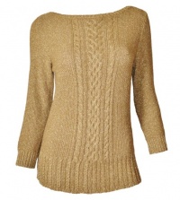 Ralph Lauren Women's Cotton Polyester Metallic Gold Boat-Neck Top Sweater P/L Ralph Lauren Women's Cotton Polyester Metallic Gold Boat-Neck Top Sweater P/L