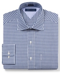 Square off. A small gingham pattern gives this shirt from Tommy Hilfiger a pattern play that always wins. Square off. A small gingham pattern gives this shirt from Tommy Hilfiger a pattern play that always wins.
