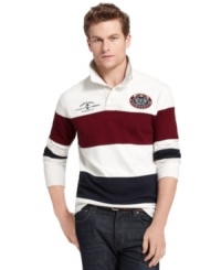 Basic blocking adds extra appeal to this athletically-styled rugby shirt from Izod. Basic blocking adds extra appeal to this athletically-styled rugby shirt from Izod.