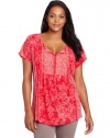 Lucky Brand Women's Plus-Size Firework Flowers Top