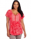 Lucky Brand Women's Plus-Size Firework Flowers Top