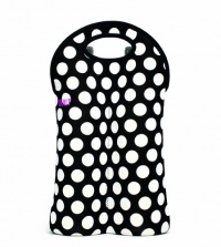 BUILT Neoprene Two Bottle Tote, Big Dot, Black and White BUILT Neoprene Two Bottle Tote, Big Dot, Black and White