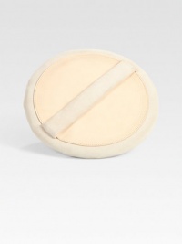 A compact pouch for your favorite beauty items, pairing smooth suede with leather. Suede top handle, 1¾ dropCenter zip closureOne encased powder puffOne beauty tools pamphletSatin lining7¾W X 7½H X ½DMade in Italy A compact pouch for your favorite beauty items, pairing smooth suede with leather. Suede top handle, 1¾ dropCenter zip closureOne encased powder puffOne beauty tools pamphletSatin lining7¾W X 7½H X ½DMade in Italy