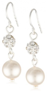 Cream 8mm Simulated Pearl and Pave Fireball Drop Earrings Cream 8mm Simulated Pearl and Pave Fireball Drop Earrings
