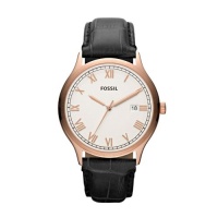 Fossil Men's 'Ansel' Round Black Leather Watch - FS4743 Fossil Men's 'Ansel' Round Black Leather Watch - FS4743