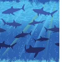 Creative Converting Shark Splash Plastic Tablecover, Rectangle, 54 x 108 Creative Converting Shark Splash Plastic Tablecover, Rectangle, 54 x 108