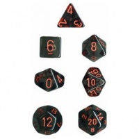 Polyhedral 7-Die Translucent Dice Set - Smoke with Red Polyhedral 7-Die Translucent Dice Set - Smoke with Red