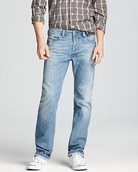 The slim, straight leg of these faded jeans give you a modern cut with classic, authentic appeal, a reliable pair for your more laid-back affairs. The slim, straight leg of these faded jeans give you a modern cut with classic, authentic appeal, a reliable pair for your more laid-back affairs.