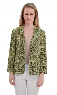 Diane von Furstenberg Women's Victor Print Lily Jacket Tweed Yellow 10 Diane von Furstenberg Women's Victor Print Lily Jacket Tweed Yellow 10